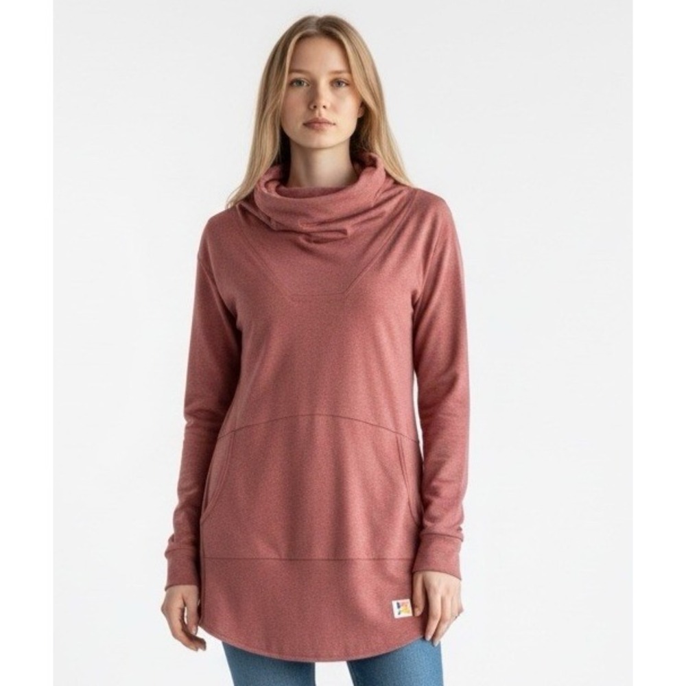 DESO Women's L Fitted Funnel Phipps Hoodie Sweatshirt Rose EUC